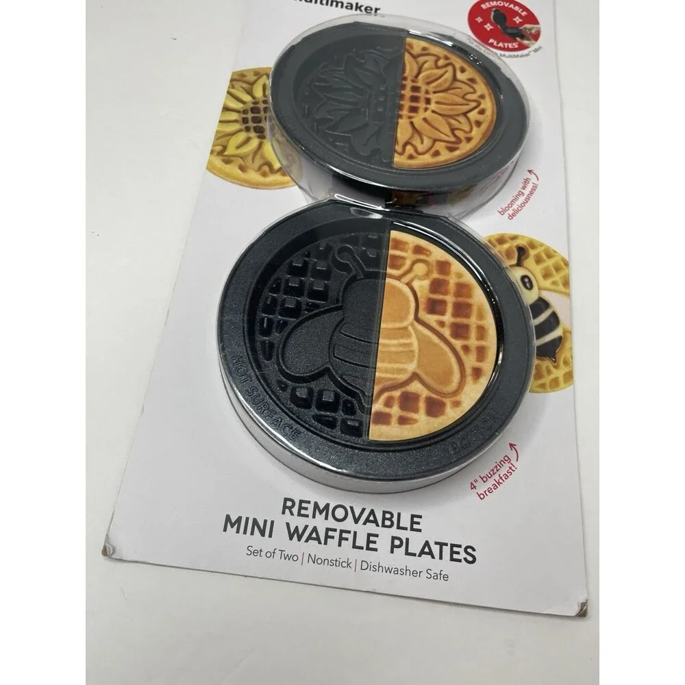DASH Multimaker Mini Two 4” Nonstick Removable Plates Sunflower Bee